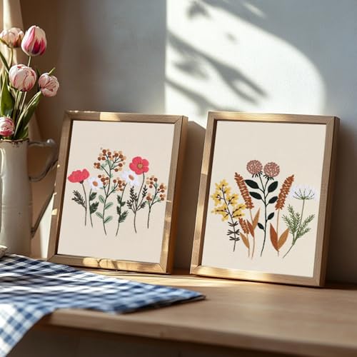 COCOMOX Floral Embroidery Kit for Beginners, Needlepoint Practice Kits - color: Simple flower