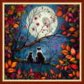 Joyhoor Stamped Cross Stitch Kits for Beginners, Needlepoint Kits for Adults, 11CT Counted Embroidery Kits-Cats Admiring the Moon 18x18 inchs - color: Artstyle07