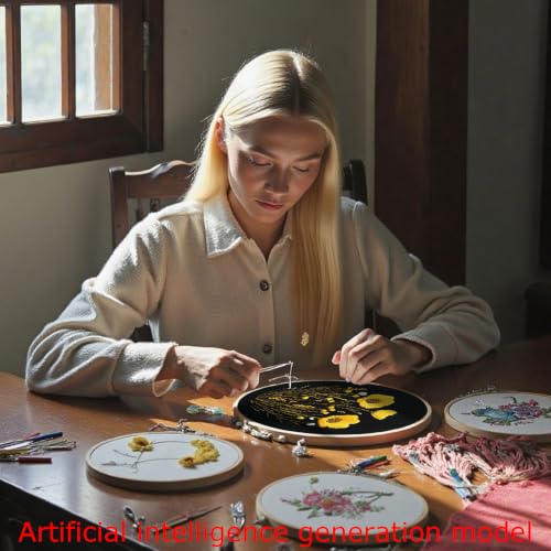57lilina Embroidery Kit for Beginners, Pack of 3 with Hoop, Threads, Needle - color: Flower B