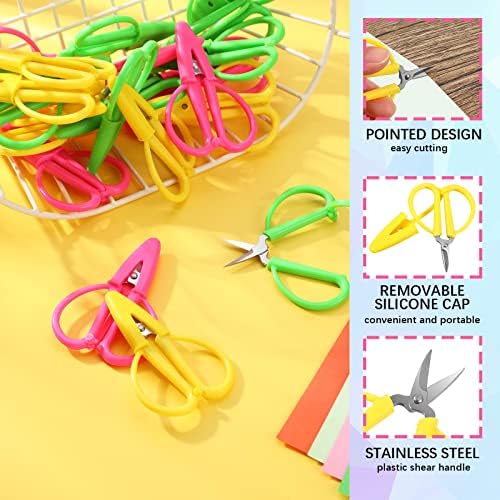 Mixweer 24 Pcs Mini Scissors for Travel Sewing Embroidery, 3 Colors - color: Pink, Green, Yellow