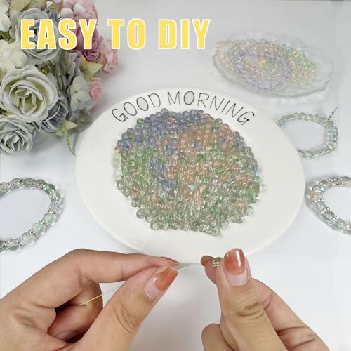 8mm Hand-Drawn Glass Beads Bulk 200pcs Yellow Blue Round - color: Yellow&Blue 8mm