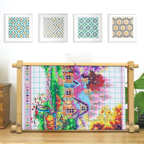 Beech Wood Tapestry Scroll Embroidery Frames, Needlepoint Cross Stitch Holder, Quilting Frames, Needlepoint Holder, Stitching Frame for Sewing, Cross Stitch, Embroidery Projects - style: 18" x 11"
