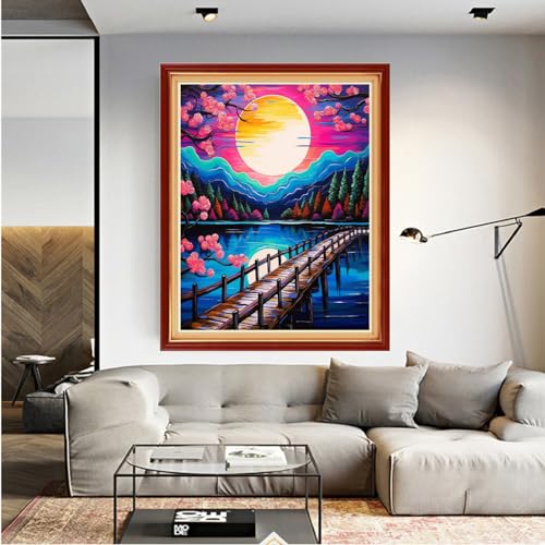 Dooxvey Cross Stitch Kits for Adults Beginners - Full Range of Stamped Kits, 11CT Cross Stitch Patterns - Night Scenery, 16x20 inch - color: Manual Arts 07