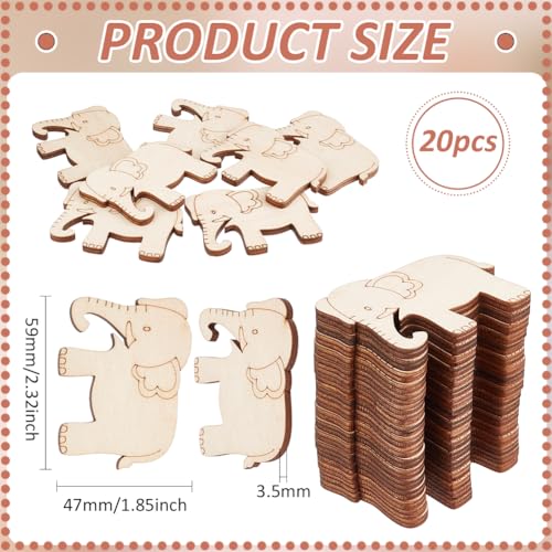 BENECREAT 20Pcs Wooden Animals Floss Bobbins, Elephant Shaped Cross Stitch Bobbin Embroidery Thread Cards Winding Plate for DIY Sewing Storage Tool, 2.3x1.8Inch - size: 2.3*1.8*0.13 Inch