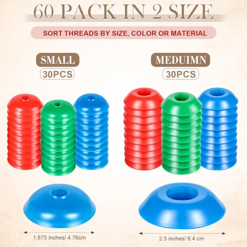 Klyyo Clyro 60 Pack 1.875'' 2.5'' No-Tangle Yarn Bobbins, 3 Color - color: Red, Blue, Green, size: 2 Size
