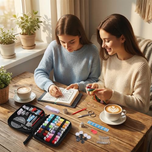 Kegeeei 1 Set Portable Embroidery Stitch Book Kit, Embroidery Sampler Practice Book with Complete Sewing Set, All-Scenario Stitch Guide & Tutorials for Beginners & Craft Lovers