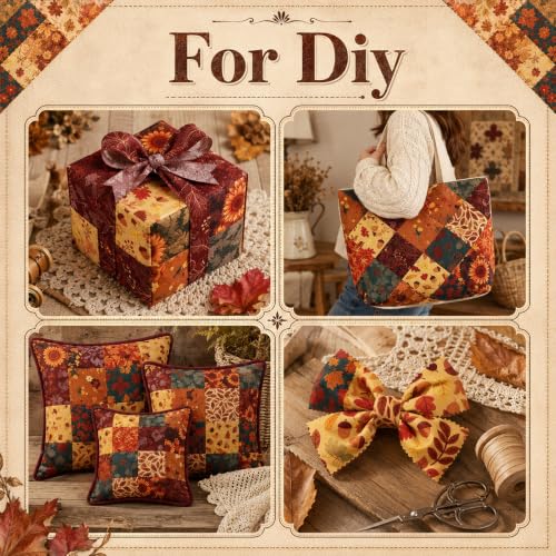 5 Inch Fall Cotton Fabric Squares, 84 Pack 21 Styles Autumn Charm Pack - color: Burnt Orangeow, size: 5″