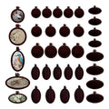 Wood Mini Embroidery Hoop Frame Sewing Ornament Frame Tiny Crossing Stitch Hoop Ring for DIY Embroidery Necklace Pendant Keychain (35Pcs Dark Brown) - size: 35Pcs Round