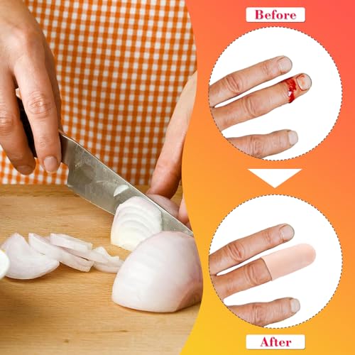 Joez Wonderful 10pcs Gel Finger Cots, Silicone Finger Covers, Thumb Protector Finger Support Protector Caps Gloves - color: [10pcs] Small, Skin Colour
