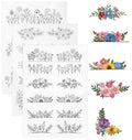 3 Sheets Water Soluble Embroidery Patterns, Stick on Embroidery Patterns with Pre-Printed Flower Leaf Designs, Embroidery Transfer Paper for Hand Sewing