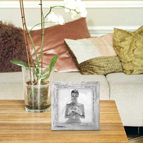 TOFOREVO 5x5 Picture Frames set of 4, Distressed White - color: Distressed White, size: 5x5