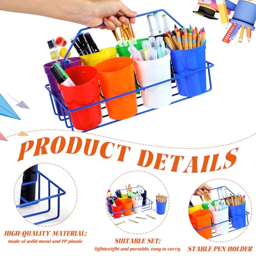 Teenyyou 1 Set Crayon Organizer for Classroom, Marker Caddy and Stand, Blue
