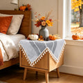 Small Gray Square Tablecloth 24x24 Inch, Cotton Linen Boho Nightstand Cover - color: Grey, size: 24" x 24" (Square)