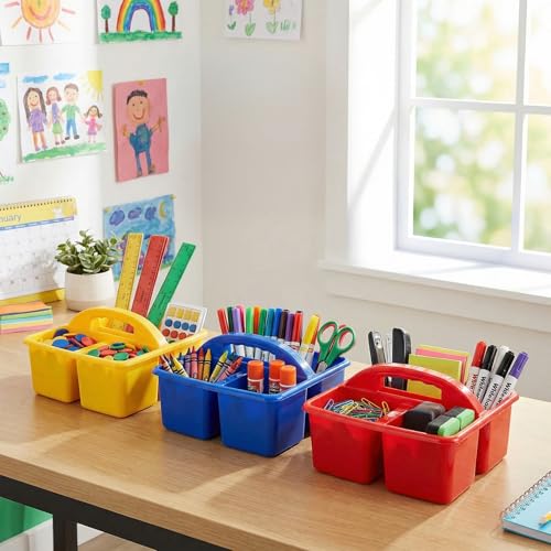 TOPZEA 3 Pack 3 Compartment Portable Classroom Supply Caddy with Handle