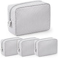 Sanwuta 3 Pcs Seersucker Makeup Bags, Gray - color: Gray