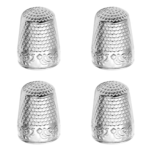 Coufce 4 Pcs Silver Metal Sewing Thimble - color: Silver