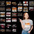 25Pcs Christian Dtf Transfers Ready to Press Faith-Based Sayings Iron on Transfers for Tshirts Easter Christian Transfer Vinyl Stickers for Clothing Pillows Bag DIY Crafts - color: Christian