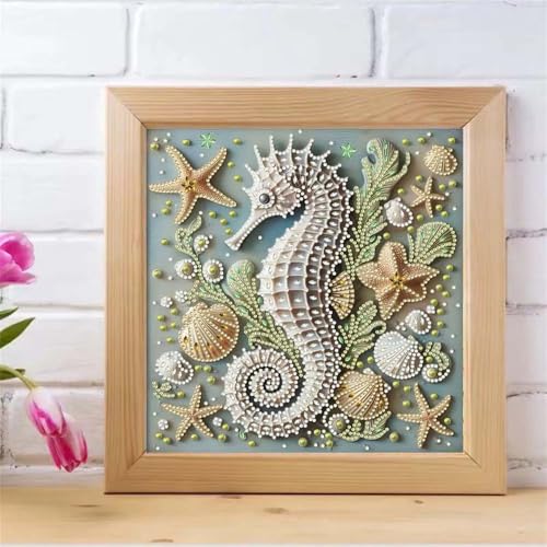 ZQEATRY 5D Special Shape Diamond Art Kits for Adults,Animal Seahorse Diamond Painting Kits for Beginners,DIY Gem Art Crystal Rhinestones Painting Kits for Home Wall Decor 12×12inch - color: XJ116