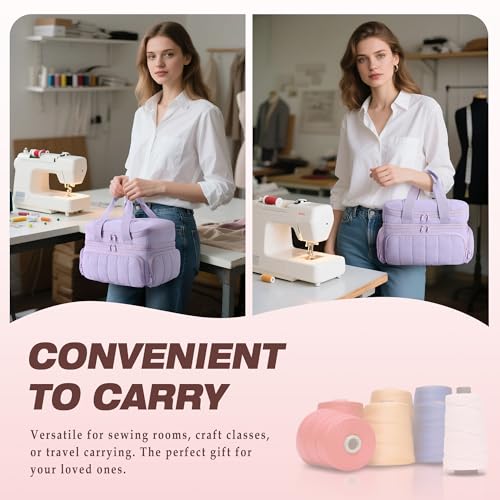 Marscamd Sewing Organizer Bag with Detachable Dividers, Purple (Bag Only) - color: Purple