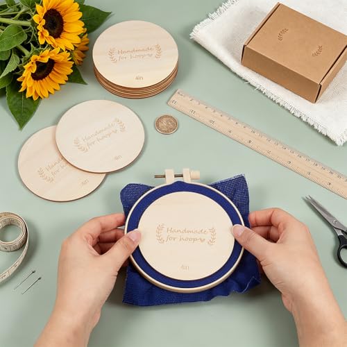 BENECREAT 10 Pack Wooden Embroidery Backing Discs,3.94inch Wooden Backs for Finishing Embroidery Hoops, Crossing Stitch Hoop for DIY Needlework Projects Sewing Craft - size: 100mm