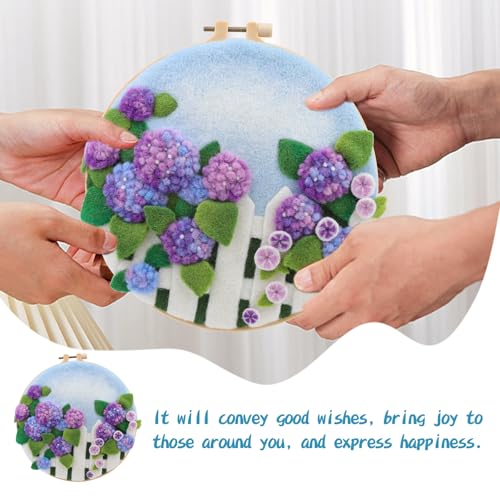 kgxulr Needle Felting Kit, Felting Kit for Beginners, Wool Painting Kit - color: Purple Hydrangea