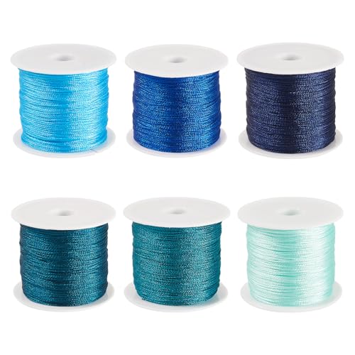 KISSITTY 328 Yards 6 Rolls Polyester Braided Metallic Thread Jewelry Beading Thread Embroidery Threads Thin Beading String for Embroidery DIY Braided Bracelets Sewing Craft Bead Weaving Jewelry Making - style: Assorted 5