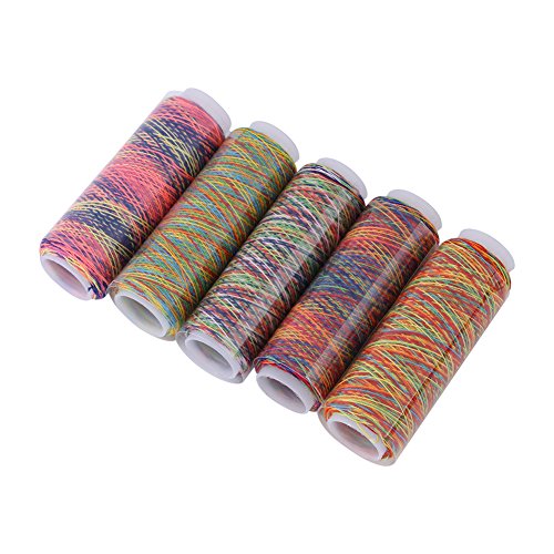 Multicolor Gradient Sewing Quilting Embroidery Thread Spools, 5 Piece Set, for Garment Accessories