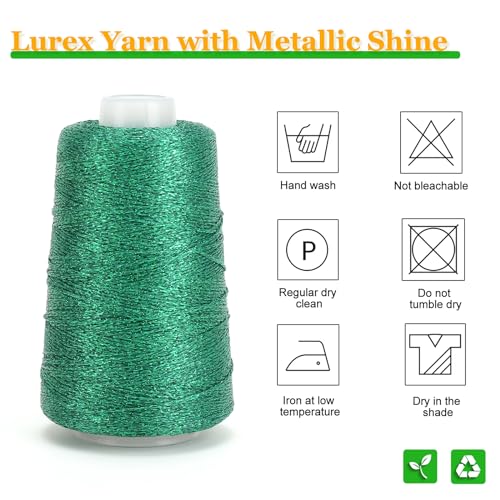 Metallic Crochet Thread, 80g Lurex Yarn for Charms(Green) - color: Green