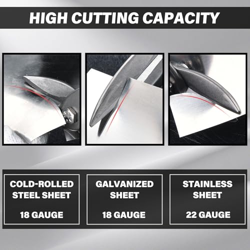 HAUTMEC 3 Pcs Aviation Tin Snips for Cutting Metal Sheet, Heavy-Duty CR-V Metal Shears, 10" Sheet Metal Cutter Tools with Safety Lock & Ergonomic Grip for Straight, Left & Right Cuts – HTSSM25063 - style: Model 2