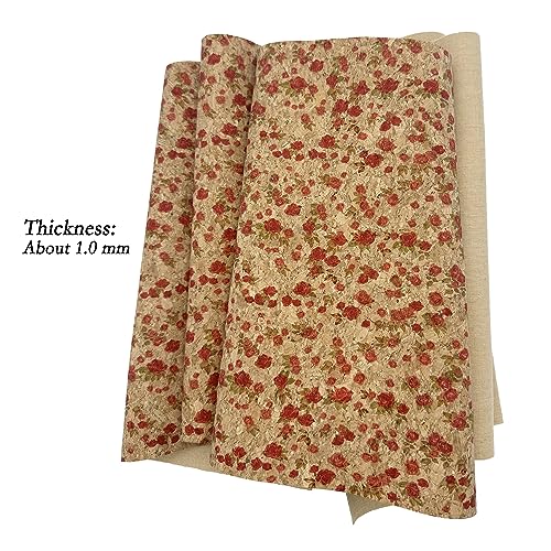 SorenCut Cork Fabric Roll 12 x 52 Inch – Plum Blossom Print Cork Leather Fabric for Earrings, Bow Making, Bags, Wallets & DIY Sewing Projects – Vegan Leather Alternative Craft Sheet - color: Plum Blossom