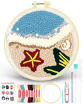 FIVEIZERO Yarn Punch Needle Craft Kit for Beginners,Beach Patterns - color: Beach