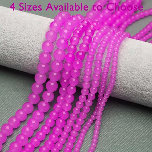 400PCs 4mm Rose Jade Glass Beads Bulk, Round Smooth Hole Glass Crystal Beads for Jewelry Making, DIY Bracelets, Necklaces, Bag Charms, Keychains and Craft Projects - color: Jade Rose, size: 4MM