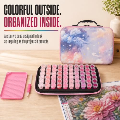 MERATIA Diamond Art Storage Organizer, 60 Jars with Accessories - color: Starlit Mist-60 Slots