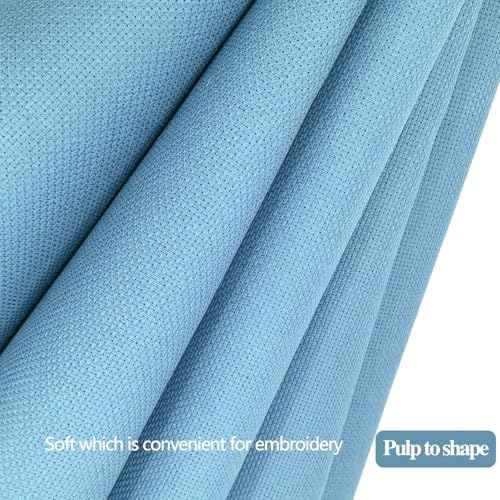 14CT Aida Cloth - 30x35 Inch Cross Stitch Fabric for Embroidery, Pre-Cut Needlework Material, Acid-Free, Durable Weave(Light Blue) - color: Light Blue