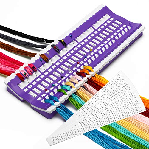 Luxiv 50 Position Embroidery Floss Organizer, Thread Shelf with 15P Card - color: Purple, size: 50 Positions