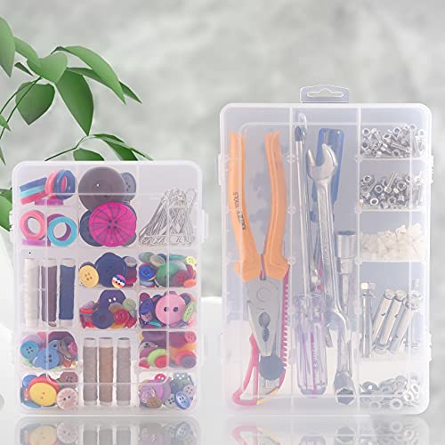 Exptolii 18 Grids Plastic Organizer Box with Dividers, Clear Compartment Container Storage for Washi Tapes Beads Crafts Jewelry Fishing Tackles, Size10.8 x 7.7 x 1.7 in - size: 1x Large 18 Grids