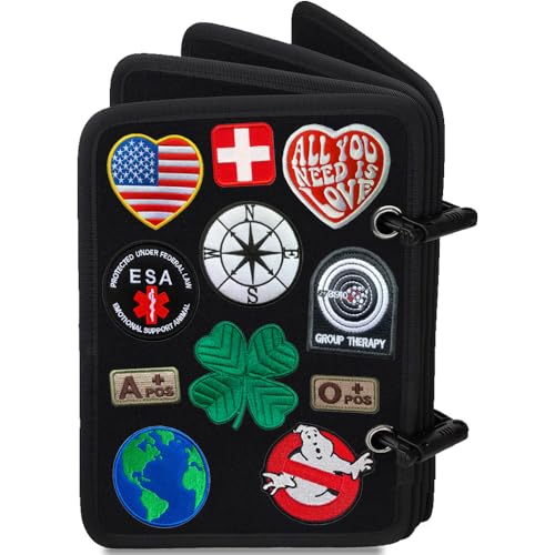 7.1" x 10.6" Tactical Patch Binder, Hook and Loop Patch Collection Book, 4-Page Portable Patches Display Album with Ring Binder Design, for Morale,Military,Flag,Funny Meme Badges Storage - size: 7.1x10.6 inch