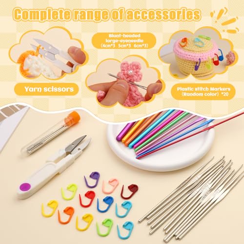 IMZAY 54 Pcs Crochet Hooks Set, 0.6mm-6.5mm Crochet Needles for Yarn - color: Purple, size: 54 Pcs