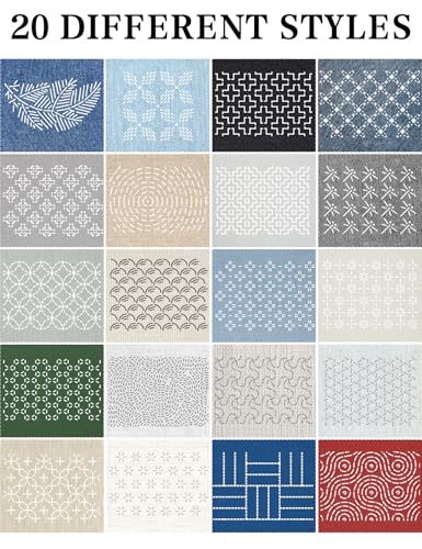 Gezan 20 Pcs Sashiko Stencils 8.3 x 5.9 Inch Plastic Sashiko Template Pattern Geometric Embroidery Stabilizers Drawing Line Template for Hand Quilting Sewing