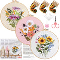 Herdiese Embroidery Kit for Beginners & Adults, 3PCS Floral Patterns. - color: Flower-A (3 Pack)