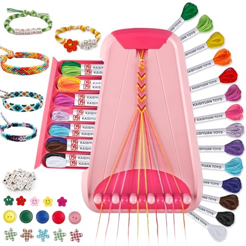 Maynacs Friendship Bracelet Making Kit for Girls 8-12, 28 Pre-Cut Threads - color: Pink/Red