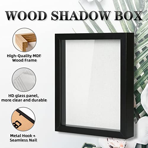 Muzilife 8x10 Small Shadow Box Wood Picture Frame, HD Glass, 2PCS, Black - color: Black, size: 2pcs 8X10
