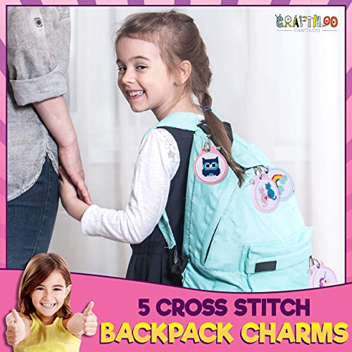 Cross Stitch Kit for Kids - 5 Easy Stamped Embroidery Kits for Beginners - color: multicolor