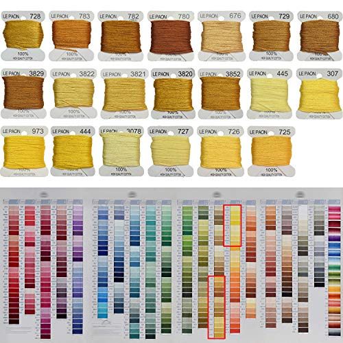 Premium Rainbow Color Embroidery Floss bobbins - Cross Stitch Threads - Friendship Bracelets Floss - Crafts Floss - 20 Bobbins Per Pack Embroidery Floss, Old Gold Gradient - color: 728-725