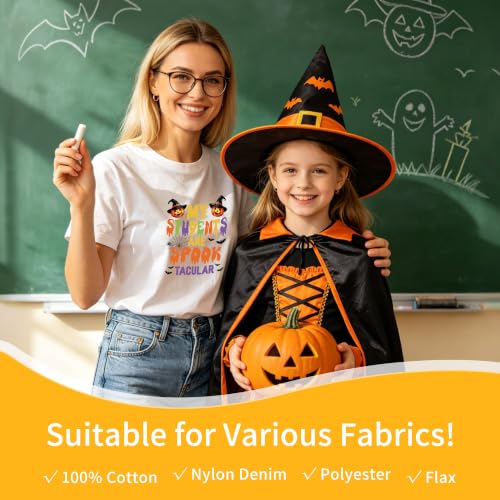 Halloween DTF Transfers Ready to Press, Iron on Decals for T-Shirts - color: Halloween Teacher