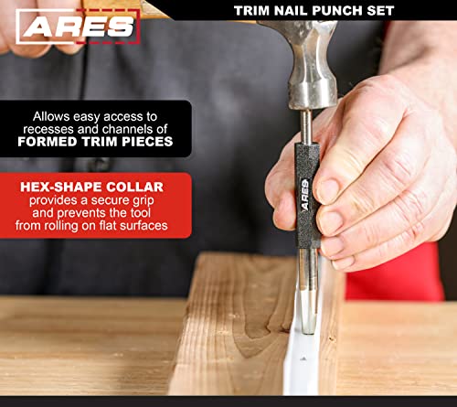 ARES 10117 2-Piece Trim Nail Punch Set 6-Inch and 7.5-Inch Punches Drive Nails Up to 1-1/4-Inch (31.2mm) - size: 2pc Trim Nail Punch Set