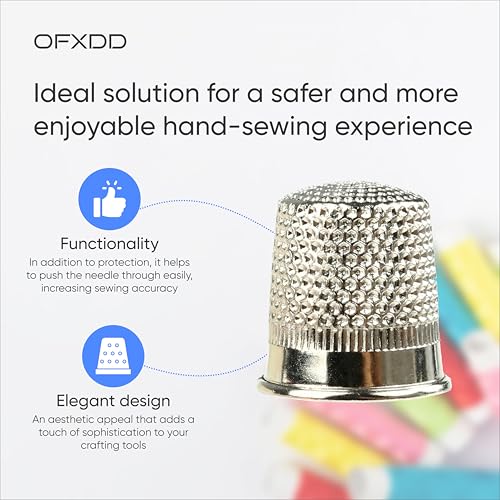 Metal Thimble Finger Protectors - Pack of 5 - Stainless Steel Thimbles - Hand Protector for Sewing