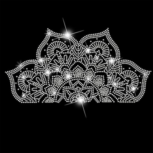 SUPERDANT Flowers Iron on Rhinestones for Clothes Mandala Crystal Heat Transfer Stickers Iron on Decals Rhinestone Patches for Woman T-Shirt Clothing Hoodie Jackets DIY Art Craft Gifts