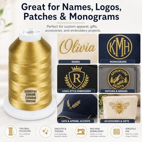 Simthread 5500Yds/5000M 40WT Polyester Embroidery Thread Brass 328 - color: Brass-328