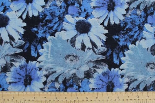 1-Yard Natural Linen Floral Fabric | Linen Fabric by The Yard for Clothing |Floral Fabric by The Yard |100% Linen Fabric Linen Cloth for Sewing, Crafts, Tablecloths, Curtains, Drapes|Des.2 Blue - color: Des.2 Royal Blue, size: 1 Yard Precut